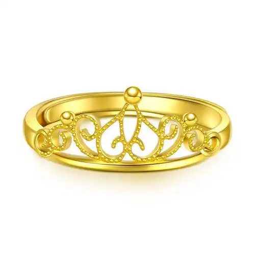 潮宏基 真爱皇冠 黄金戒指足金首饰品女戒活圈口 计价工费90元 mq