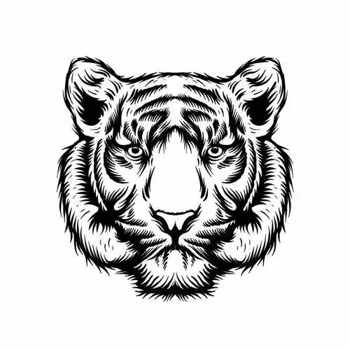 一只老虎头线条插画5701156矢量图片免抠素材