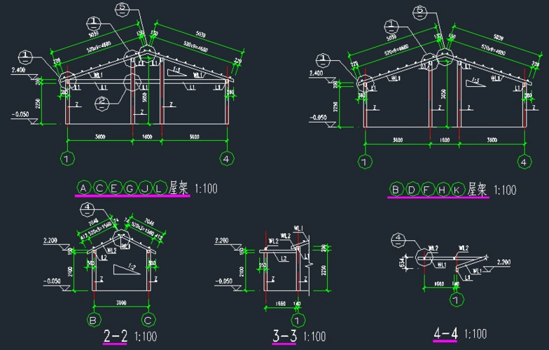 木结构框架房屋设计图