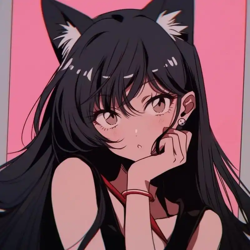 midjourney|旧漫头像-复古蒸汽波-甜酷猫女