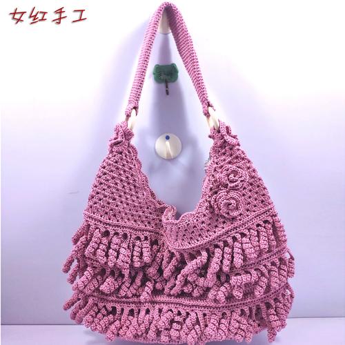 玉米须手工艺钩编毛线diy订制女士编织材料教程成品休闲国潮包包