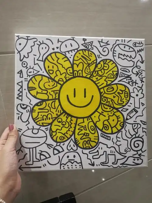 太阳花丙烯画叠叠乐临摹