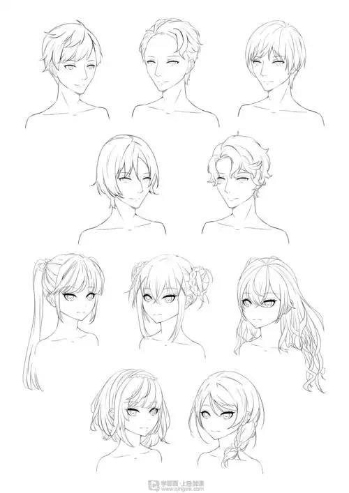 作业:从零开始学动漫之动漫人物头发的画法与训练技巧 - rh-9-177 木