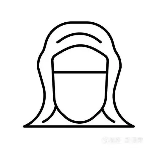 盖头面纱透明标志, 细线设计元素的轮廓样式插画-正版商用图片0s885w