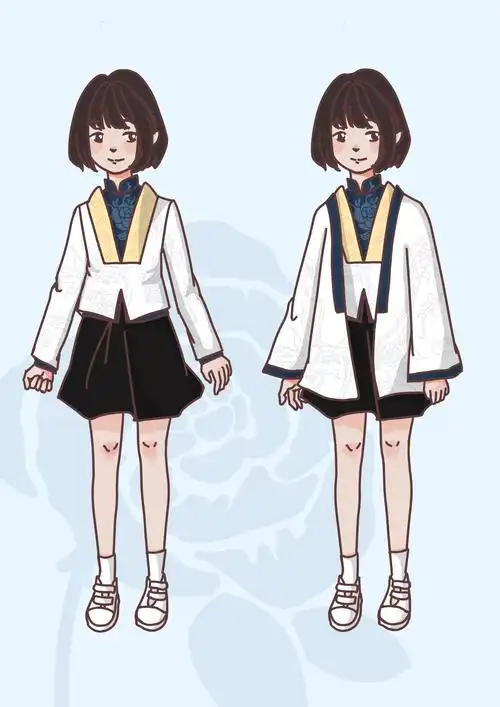 "白蓝黄"经典色的改良中国风校服