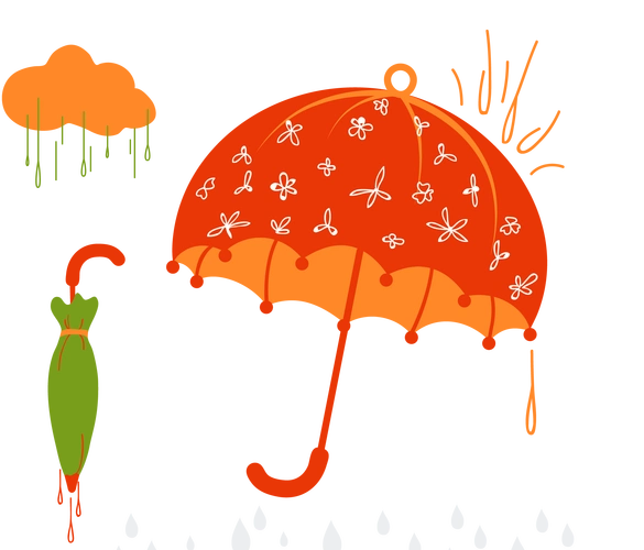 卡通彩色雨伞插画