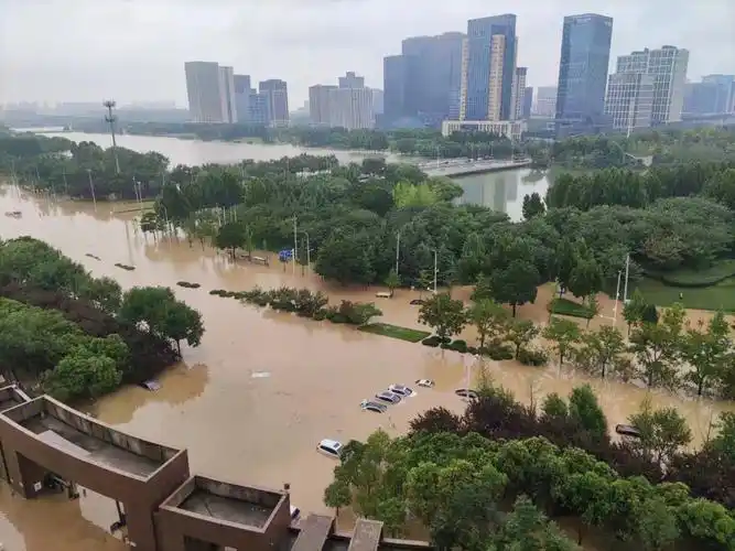 20的强降雨,郑州瞬间成了看海的城市,我们家属院地处龙子湖高校园区