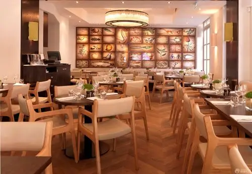 现代简约饭店室内背景墙设计装修效果图片