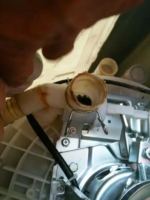 洗衣机用了两三年了现在接水时排水口出水检查里面还是外面