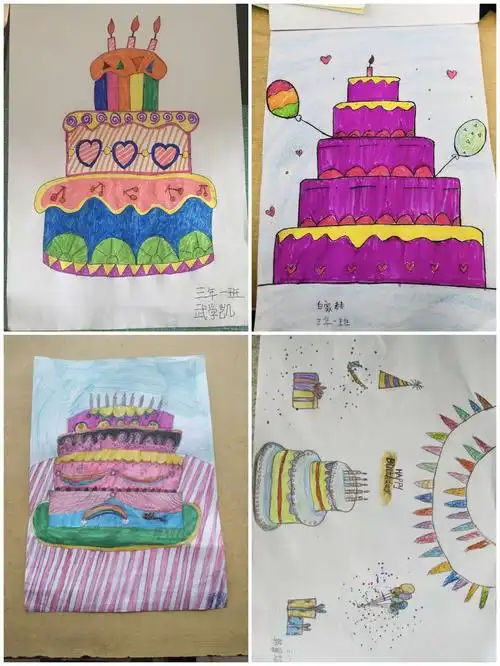 2,用彩泥或者绘画形式画出生日蛋糕.