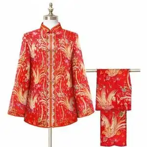 寿衣女重工秀禾全套殡葬用品女款送老衣去世冲喜衣服老人过世寿服