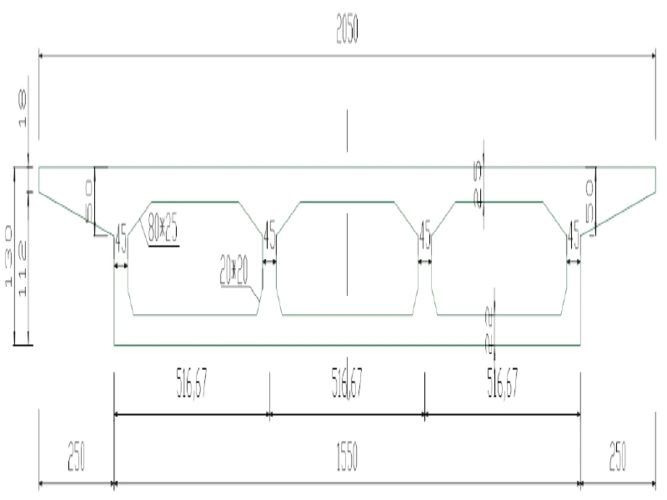 单箱三室横断面示意图