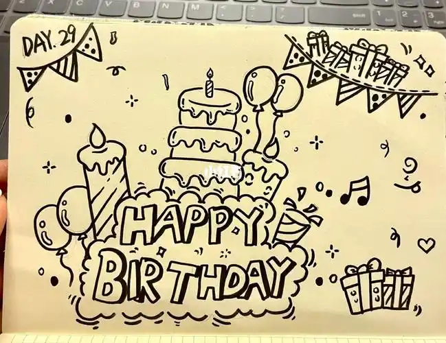 简笔画生日贺卡