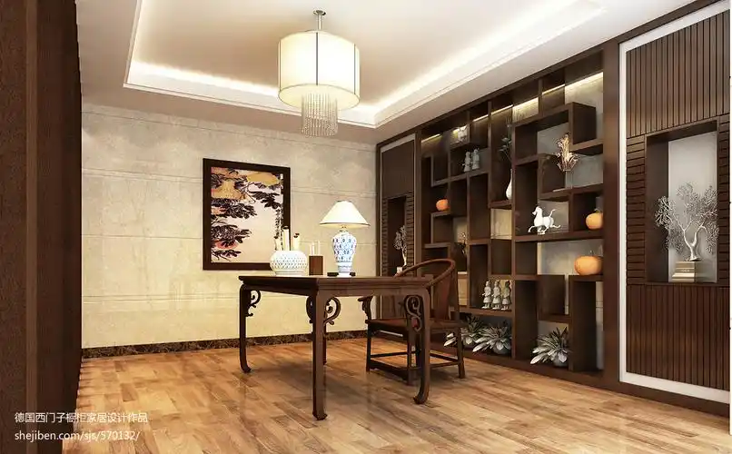 大气中式书房高档别墅设计图