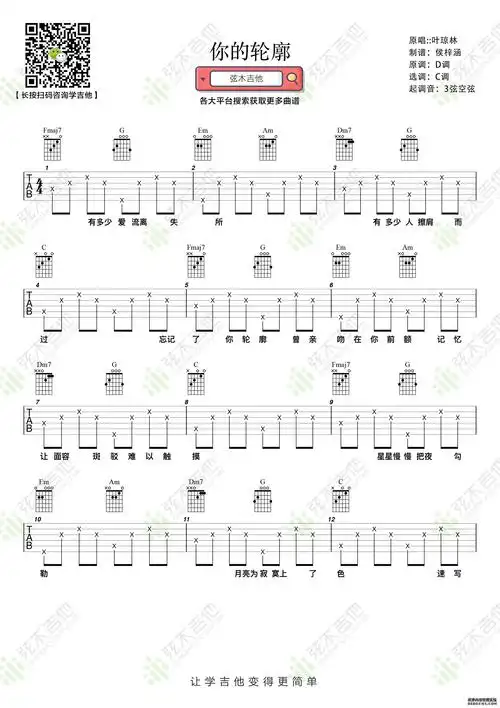 你的轮廓吉他谱