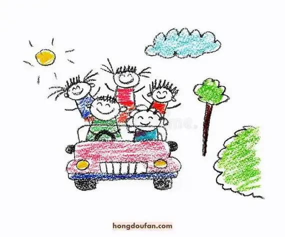 小朋友和爸爸妈妈一起去玩的简笔画