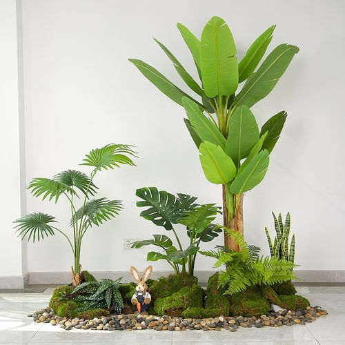 室内仿真绿植香蕉树楼梯下造景落地景观植物橱窗装饰盆景摆件