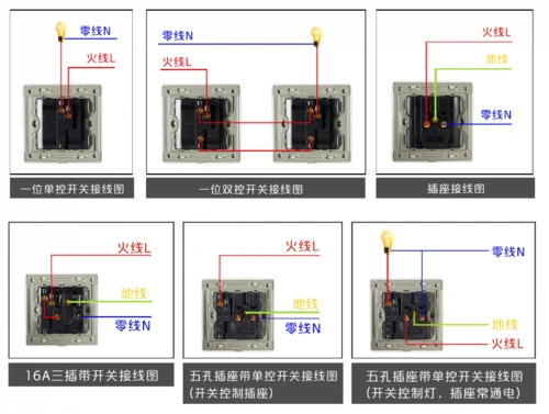 新家园五空开关怎么接线