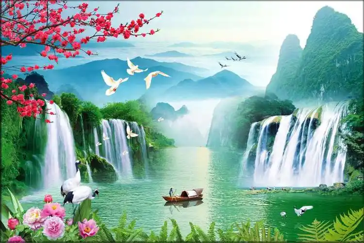 a040326-中式-山水牡丹花鸟