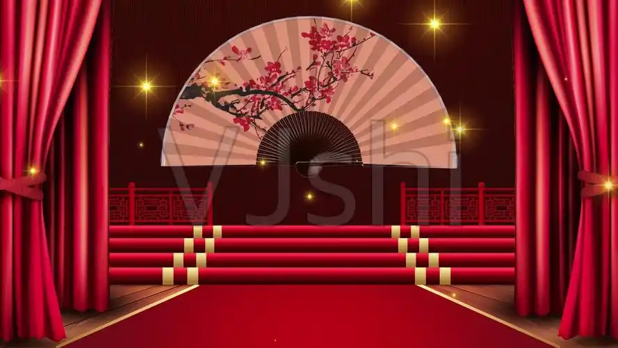 视频素材 舞台背景 中国风背景 戏曲演出舞台无缝循环来自视频原始