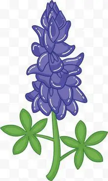 柱状矢量卡通风格蓝色矢车菊