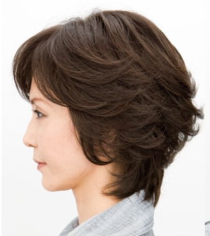 中老年假发女士短发丝真发发套真发短发女纹理烫假发斜刘海短卷发