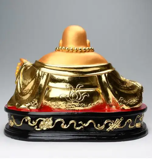 弥勒佛摆件大肚开心佛像金身金脸弥勒居家宽体笑佛开业礼品摆件