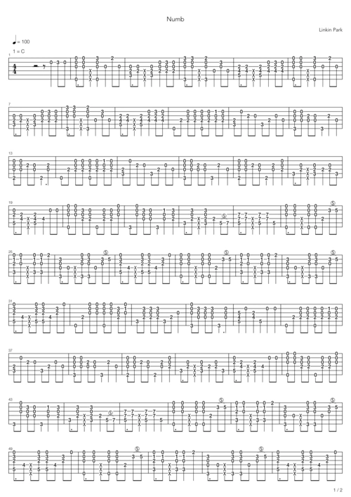 《numb》吉他谱
