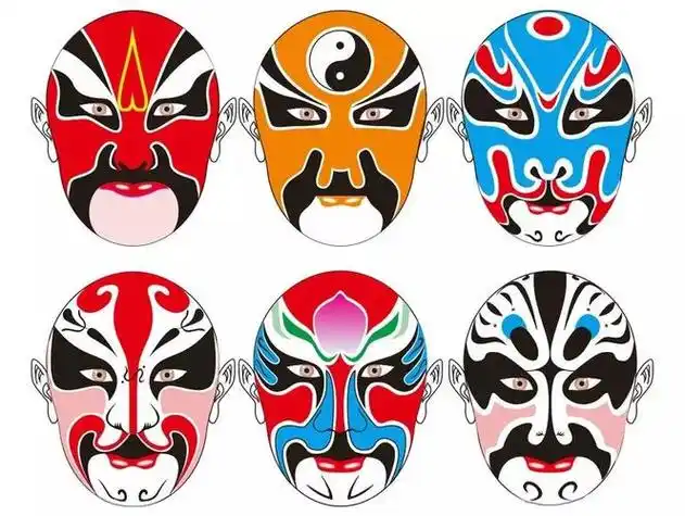 画脸谱》展示《画脸谱》创作讲解课堂京剧脸谱京剧脸谱儿童画线描画>