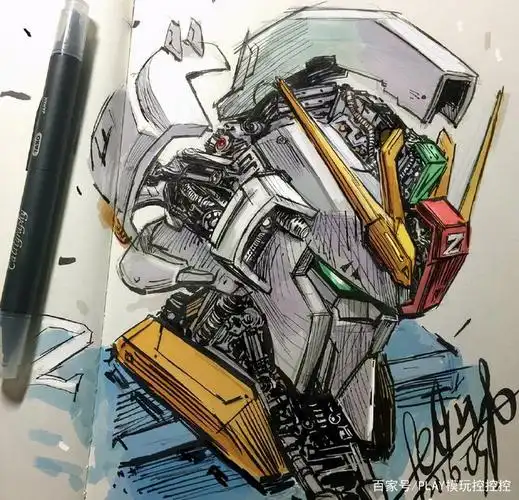 港式漫画风格手绘高达头像