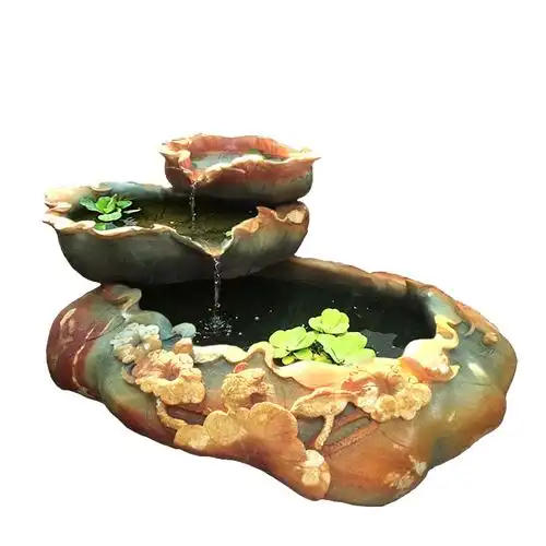 阳台养鱼石头鱼缸流水摆件艺术客石雕厅招财加湿摆件