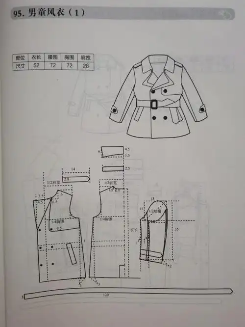 童装风衣外套纸样