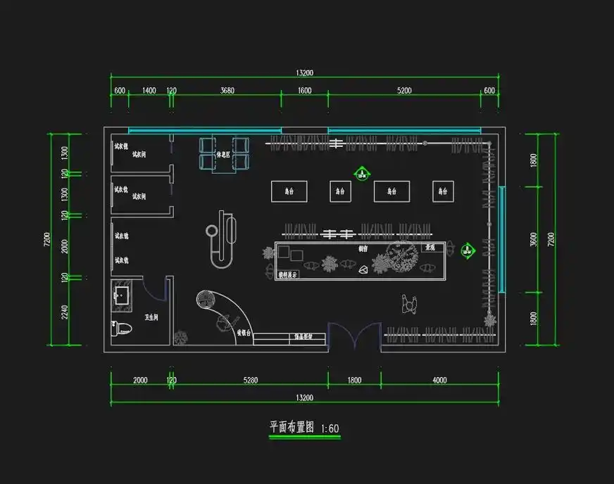 约105m05服装专卖店平面方案布置.平面布置图～功能区分,主 - 抖音