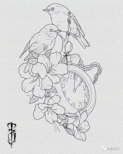 纹身手稿纯线条