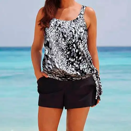 跨境新品夏季保守女士不定位波点分体两件套泳衣-阿里巴巴