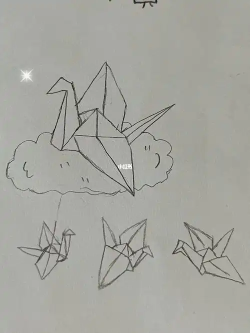 简笔画千纸鹤