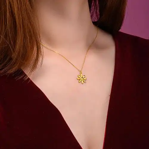 金一国囍足金小雏菊时尚精品女士黄金项链时尚套链计价abc028