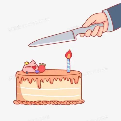手绘卡通切蛋糕糕点素材