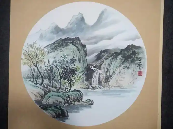 拓荒堂山水(九),内圆卡纸镜心