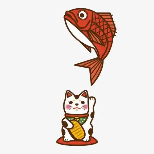 小猫吃鱼卡通图片剪纸图纸