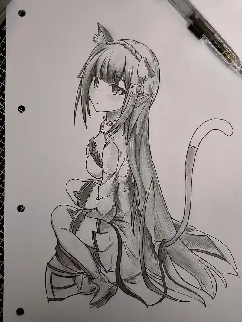 动漫手绘 #艾蜜莉雅 #黑白系  @dou 小助手 @抖音 - 抖音