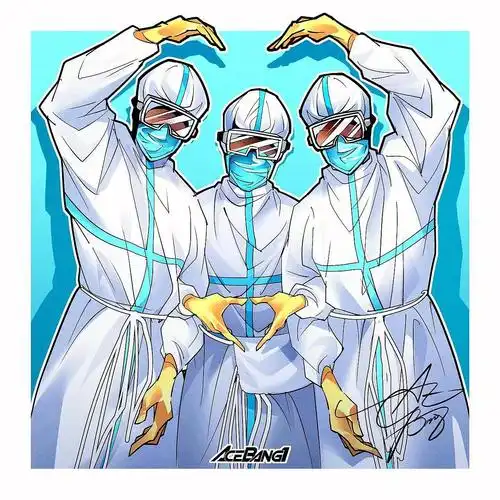 抗疫新冠肺炎白衣天使插画手绘集感恩贵人感谢祖国