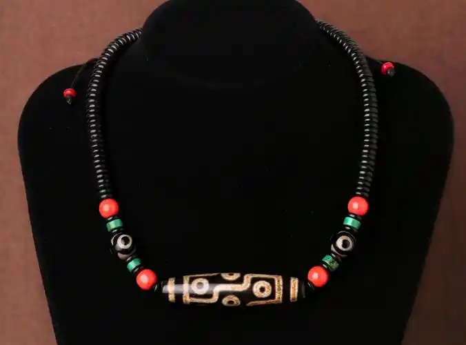 宾昔西藏九眼天珠玛瑙横穿吊坠项链男女潮人民族风椰壳颈链锁骨链挂饰