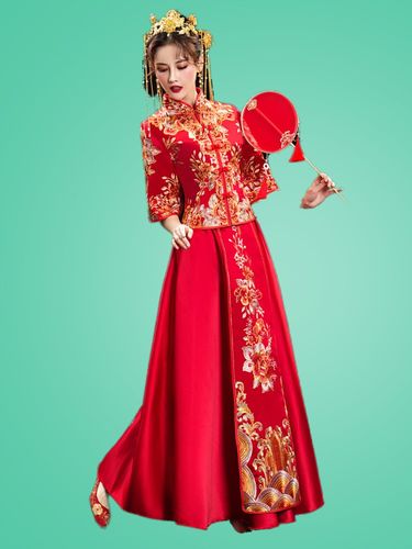 夏季秀禾服敬酒服2020嫁衣中式结婚礼服新款新娘薄款出阁服禾秀服