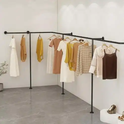 服装店女装挂衣货架黑色专用衣架杆挂地直落地落地衣帽架