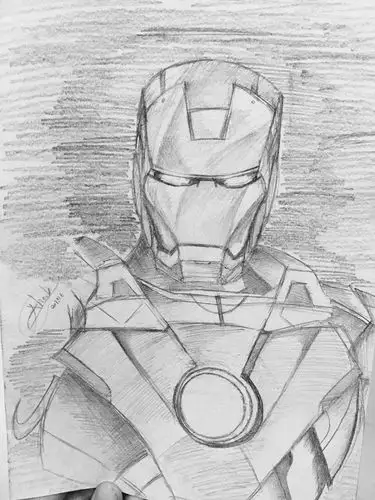 画一个钢铁侠的胸像你只需要一根自动铅笔