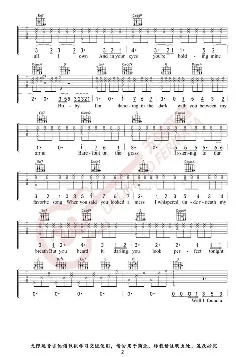 ed sheeran《黄老板 perfect》吉他谱