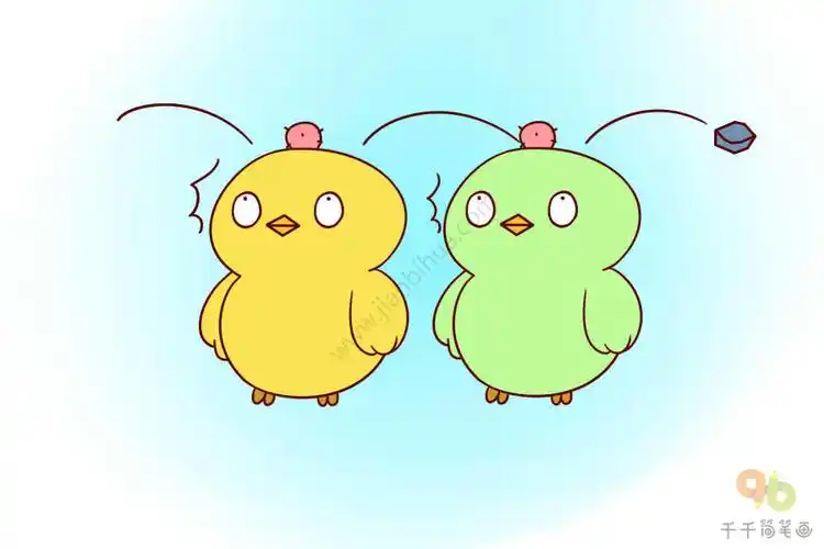 动物成语故事一石二鸟简笔画