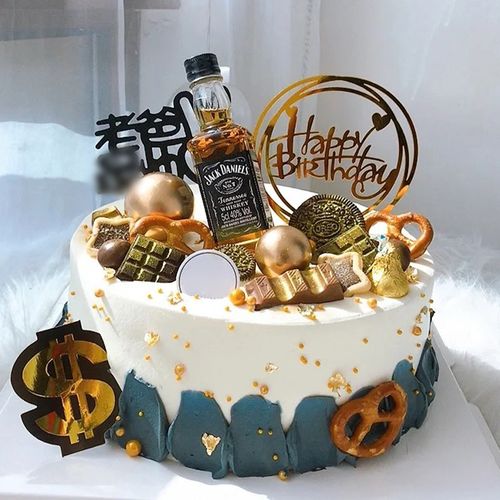 网红男士酒瓶生日蛋糕创意反重力啤酒清酒全国同城配送爸爸领导