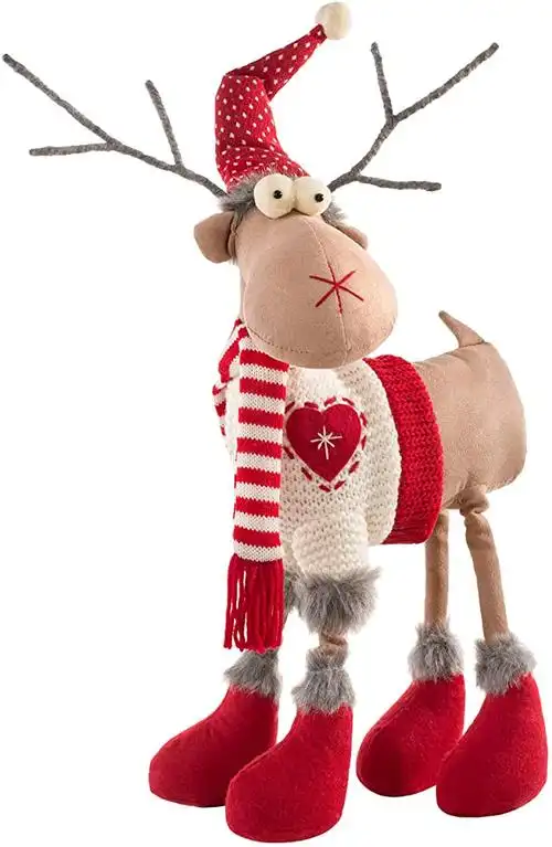 werchristmas 坐式圣诞驯鹿雕像 多色 41cm wrc-9129